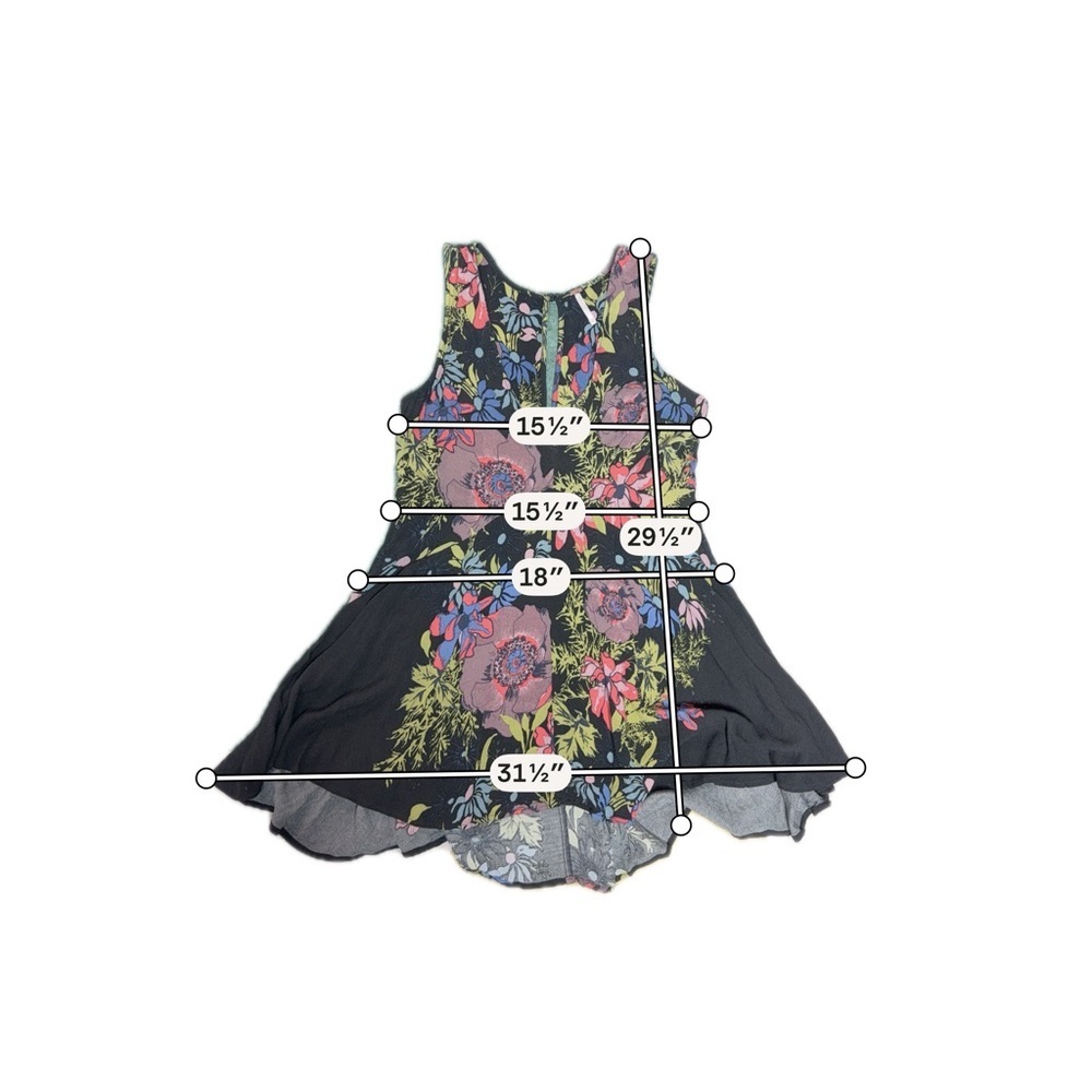 Free People Floral Mini Dress Tunic Top Size XS - Picture 5 of 7